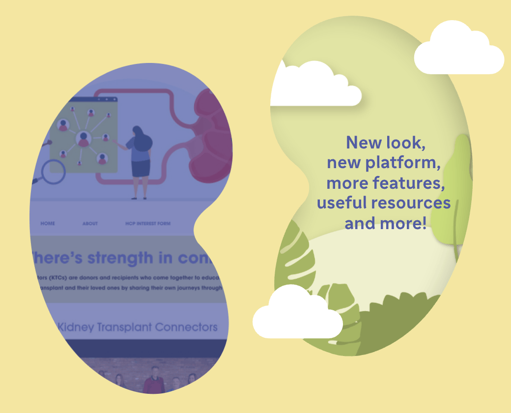 Illustration shows a young dark-skinned man in a peach-colored shirt at his laptop. He is talking to a man on his computer screen in front of him.