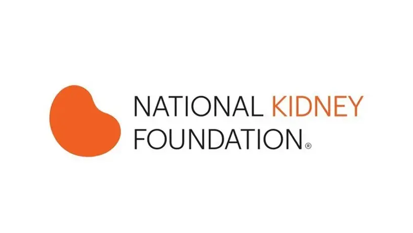 Logo of the National Kidney Foundation. An orange kidney shape is to the left of the words "National Kidney Foundation," with "Kidney" in orange and the other words in black.