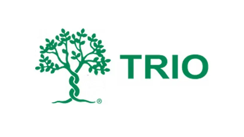 Logo of TRIO®. A stylized green tree with an intertwining trunk is to the left of the word "TRIO" in bold green text.